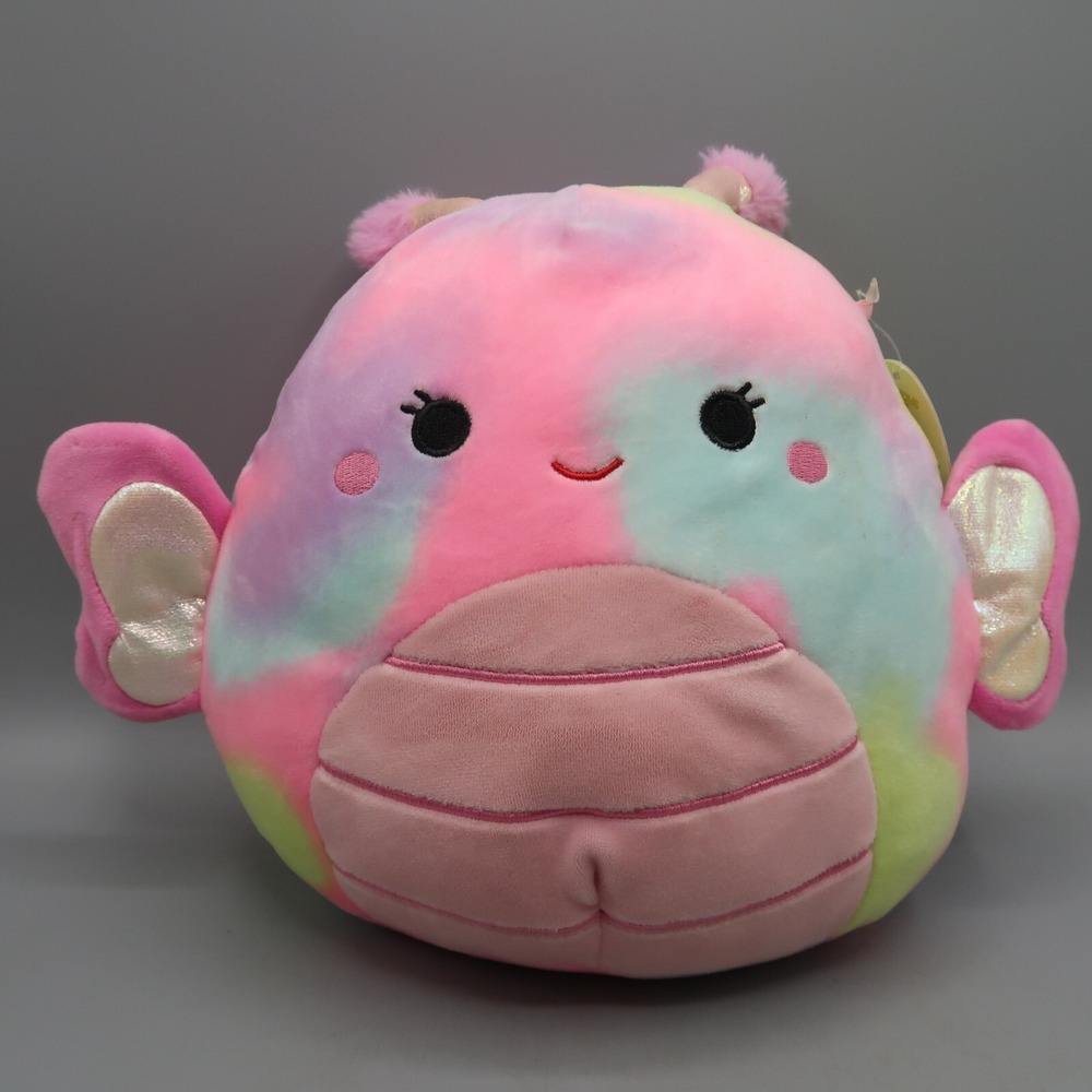 Kellytoy Squishmallow Iris Rainbow Tie Dye Butterfly 8" Plush Stuffed Animal tag